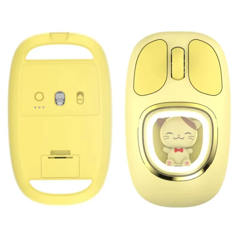 Three-mode Bluetooth 2.4G Wireless Mouse Cute Doll Transparent Cartoon Mause Backlight Rechargeable Mice Mute button for Tablets Laptop - Image 6