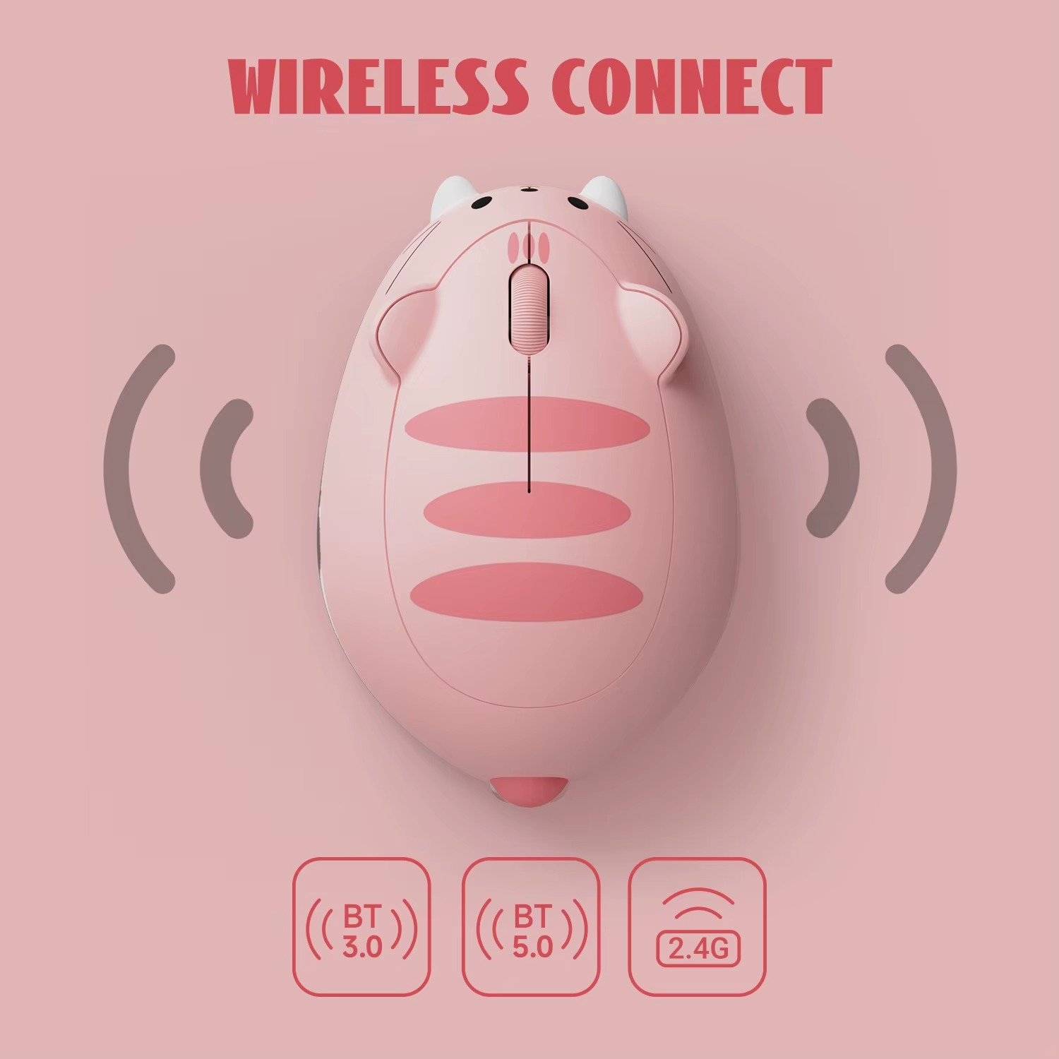 Akko Cat Theme Mouse 2.4GHz Bluetooth 3.0 / 5.0 Wireless Tri-mode Mouse for PC Laptop Computer Plug and Play - Image 5