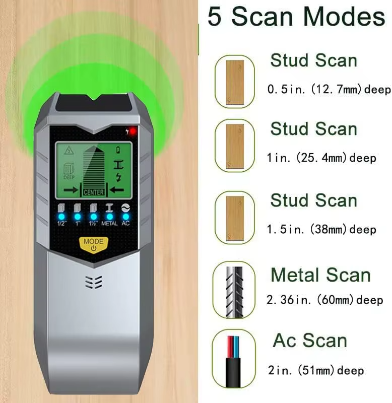 5 In 1 Electronic Wall Detector Finders Multifunctional Handheld Metal Detector Stud Wood Finder Electronic Measuring Instrument - Image 3