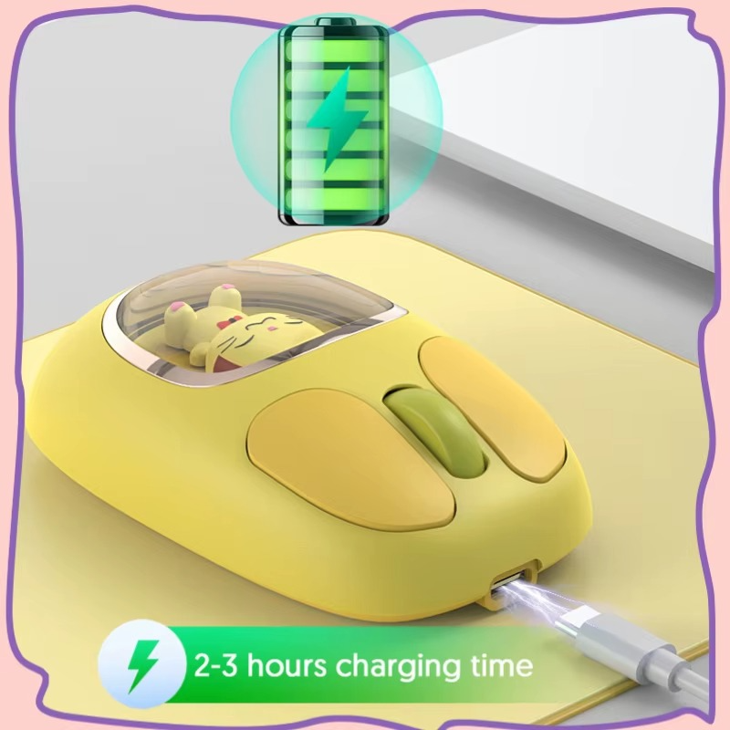Three-mode Bluetooth 2.4G Wireless Mouse Cute Doll Transparent Cartoon Mause Backlight Rechargeable Mice Mute button for Tablets Laptop - Image 5