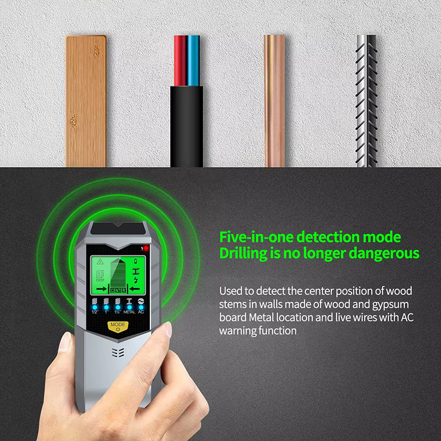5 In 1 Electronic Wall Detector Finders Multifunctional Handheld Metal Detector Stud Wood Finder Electronic Measuring Instrument - Image 4