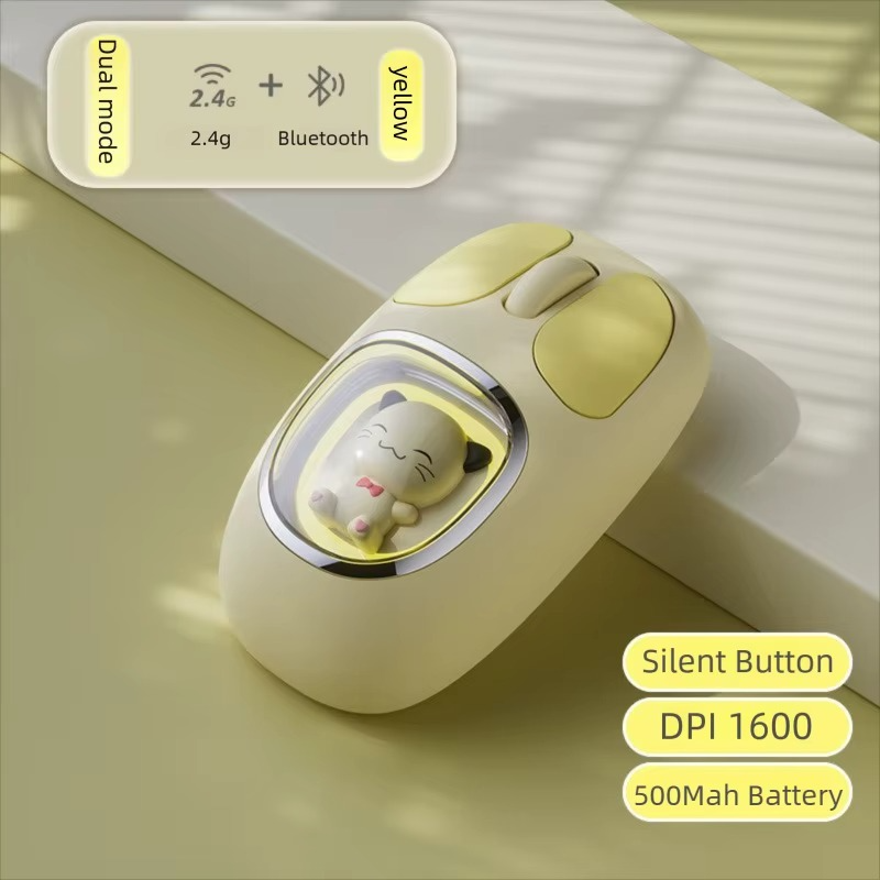 Three-mode Bluetooth 2.4G Wireless Mouse Cute Doll Transparent Cartoon Mause Backlight Rechargeable Mice Mute button for Tablets Laptop - Image 10