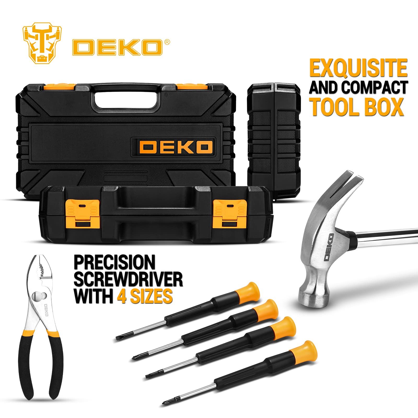 DEKO Tool Kit Set Box 62 Piece Home Repair DIY Tools Basic Hand Toolbox Sets for Home - Image 4